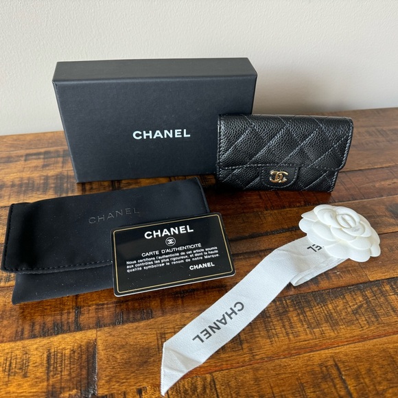 CHANEL CLASSIC CARD HOLDER WALLET BLACK CAVIAR GOLD HARDWARE NEW - Picture 9 of 10